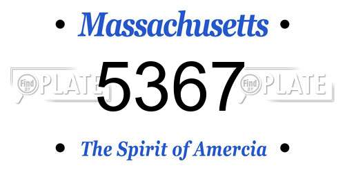 5367 Massachusetts License Plate