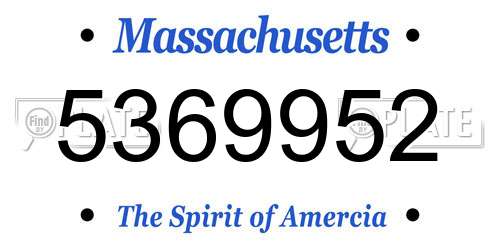 5369952 Massachusetts License Plate