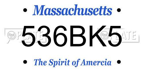 536BK5 Massachusetts License Plate