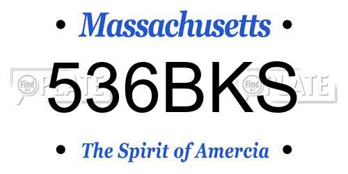 536BKS Massachusetts License Plate