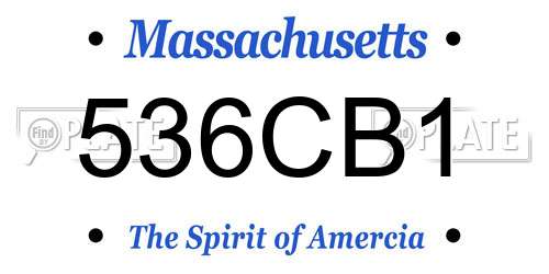 536CB1 Massachusetts License Plate