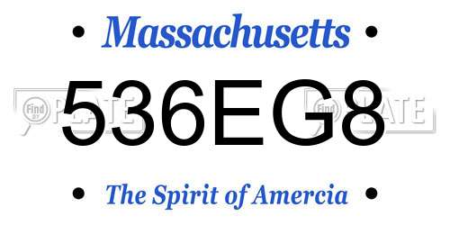 536EG8 Massachusetts License Plate