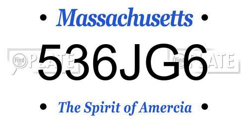 536JG6 Massachusetts License Plate
