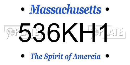 536KH1 Massachusetts License Plate
