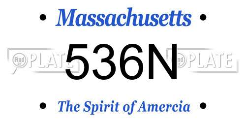 536N Massachusetts License Plate