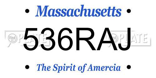 536RAJ Massachusetts License Plate