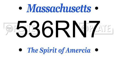 536RN7 Massachusetts License Plate