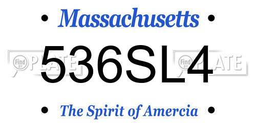 536SL4 Massachusetts License Plate