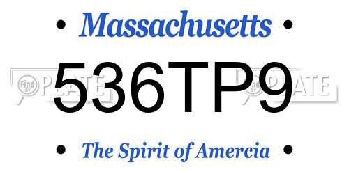 536TP9 Massachusetts License Plate