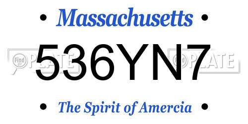 536YN7 Massachusetts License Plate