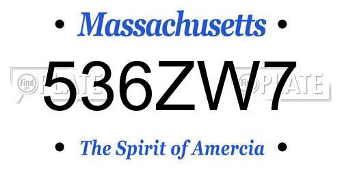 536ZW7 Massachusetts License Plate