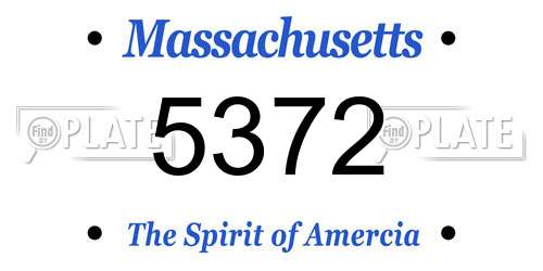 5372 Massachusetts License Plate