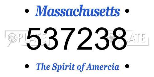 537238 Massachusetts License Plate