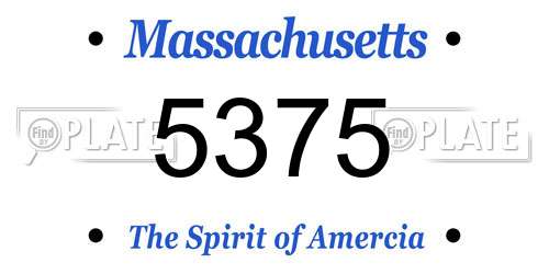 5375 Massachusetts License Plate