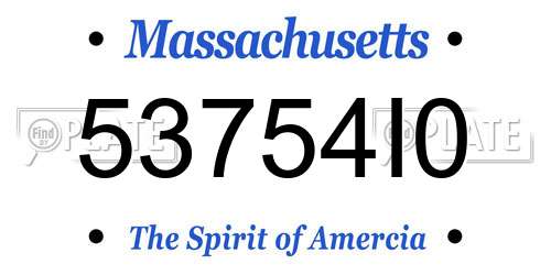 53754I0 Massachusetts License Plate