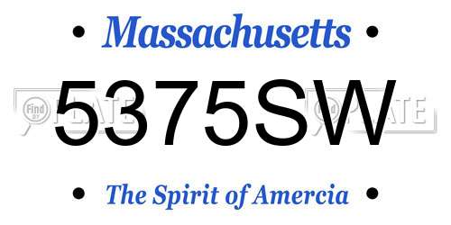 5375SW Massachusetts License Plate