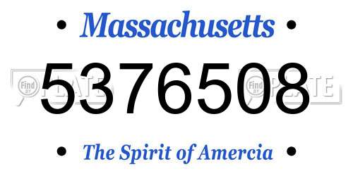 5376508 Massachusetts License Plate