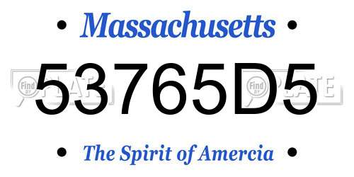53765D5 Massachusetts License Plate