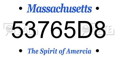 53765D8 Massachusetts License Plate