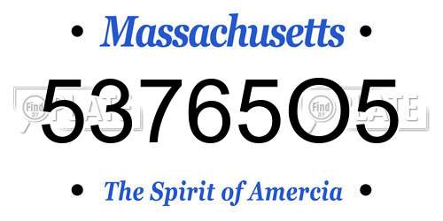 53765O5 Massachusetts License Plate