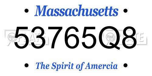 53765Q8 Massachusetts License Plate