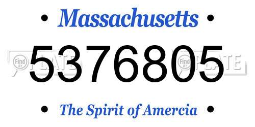 5376805 Massachusetts License Plate