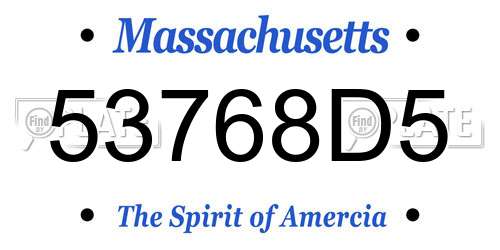 53768D5 Massachusetts License Plate