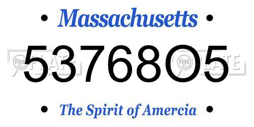 53768O5 Massachusetts License Plate