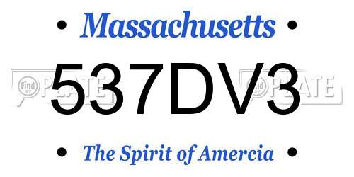 537DV3 Massachusetts License Plate