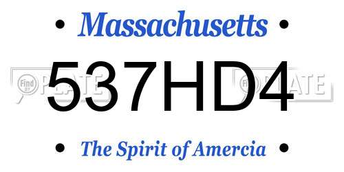 537HD4 Massachusetts License Plate
