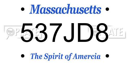 537JD8 Massachusetts License Plate