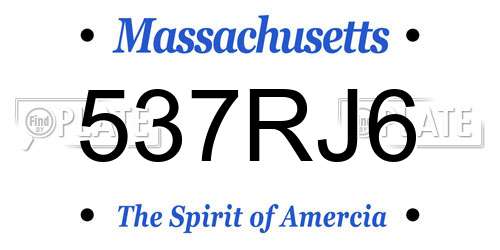 537RJ6 Massachusetts License Plate