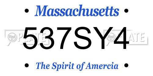 537SY4 Massachusetts License Plate