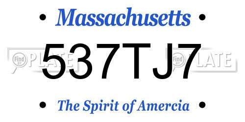537TJ7 Massachusetts License Plate