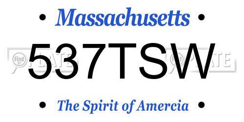 537TSW Massachusetts License Plate