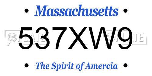 537XW9 Massachusetts License Plate