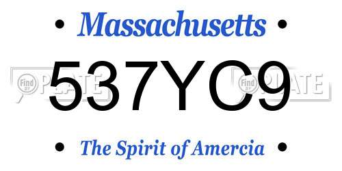 537YC9 Massachusetts License Plate