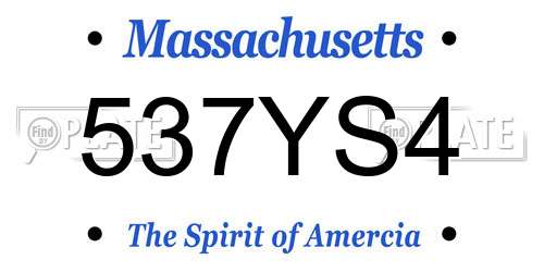 537YS4 Massachusetts License Plate