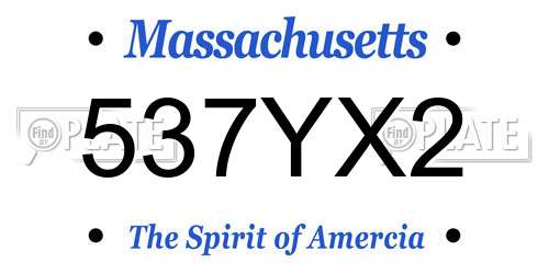 537YX2 Massachusetts License Plate