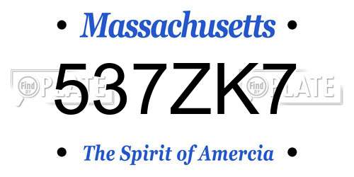 537ZK7 Massachusetts License Plate