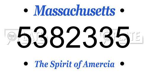 5382335 Massachusetts License Plate