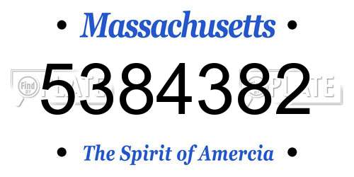 5384382 Massachusetts License Plate