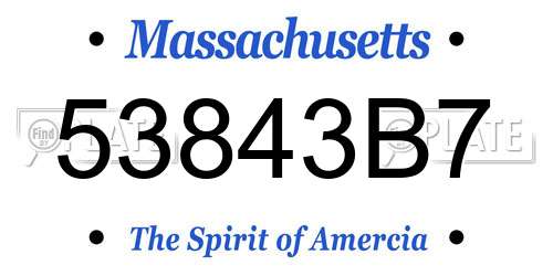 53843B7 Massachusetts License Plate