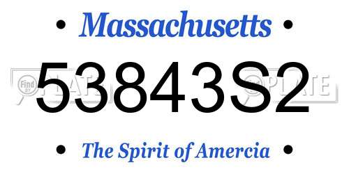 53843S2 Massachusetts License Plate