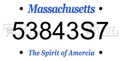 53843S7 Massachusetts License Plate