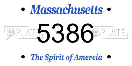 5386 Massachusetts License Plate