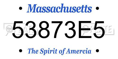 53873E5 Massachusetts License Plate