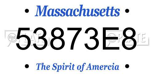 53873E8 Massachusetts License Plate