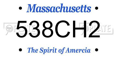 538CH2 Massachusetts License Plate