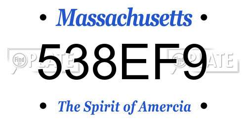 538EF9 Massachusetts License Plate